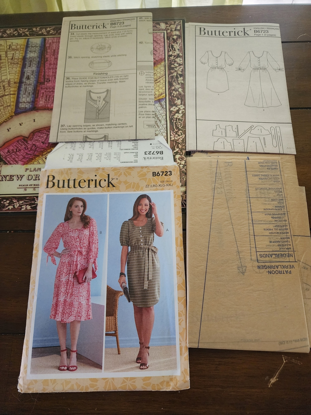 Butter Dresses Pattern Packet - Pink Floral and Olive Stripe